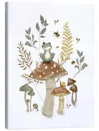 Tableau sur toile Frog and mushrooms - Urchin Bay