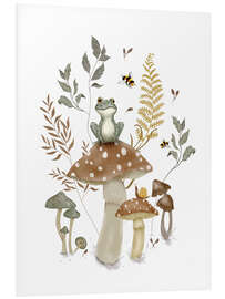 Quadro em PVC Frog and mushrooms