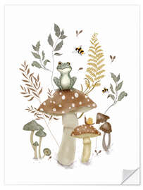Wandsticker Frosch und Pilze