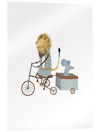 Acrylic print Bicycle trailer with lion and mouse - Urchin Bay