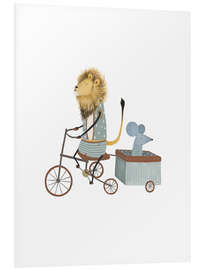 Hartschaumbild Radfahren mit Löwe und Maus - Urchin Bay