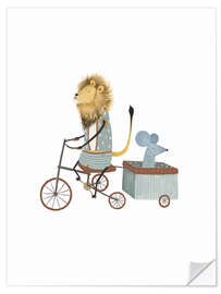 Wandsticker Radfahren mit Löwe und Maus - Urchin Bay