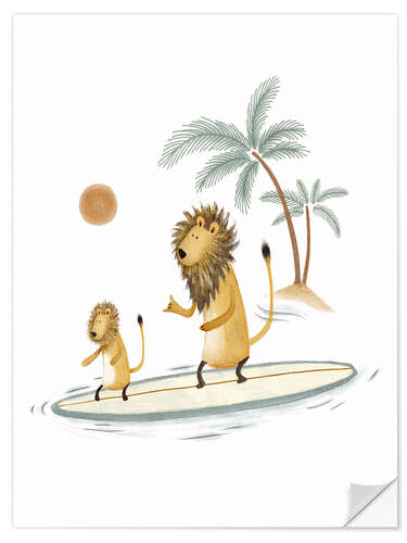 Vinilo para la pared Lions Surfing