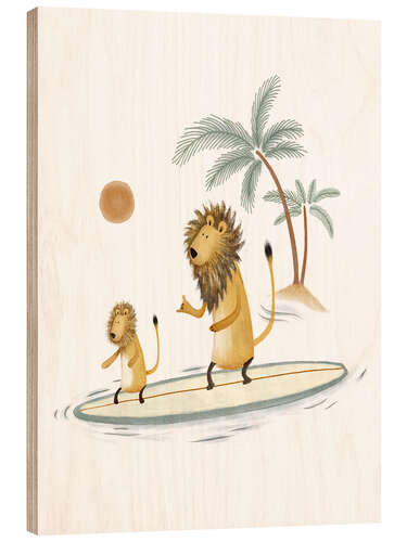 Obraz na drewnie Lions Surfing