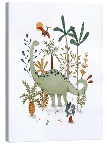 Canvas print Brachiosaurus & Pteranodon