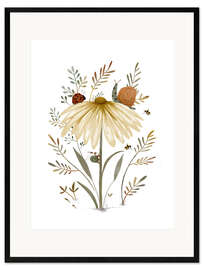 Gerahmter Kunstdruck Wundersame Natur mit Insekten und Schnecken