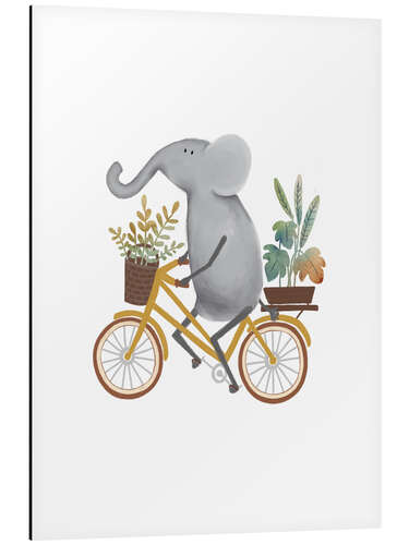 Alubild Elefant beim Fahrradfahren