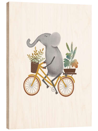 Obraz na drewnie Cycling Elephant