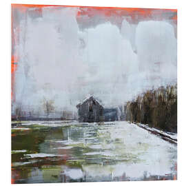 Hartschaumbild Abstrakte Landschaft im Winter