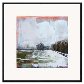 Gerahmter Kunstdruck Abstrakte Landschaft im Winter