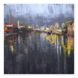 Stampa View from Schillingbrücke on an autumn morning, Berlin - Eduard Warkentin
