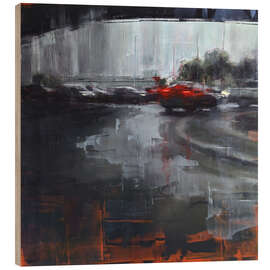Cuadro de madera Street scene in Kuala Lumpur during heavy rain - Eduard Warkentin