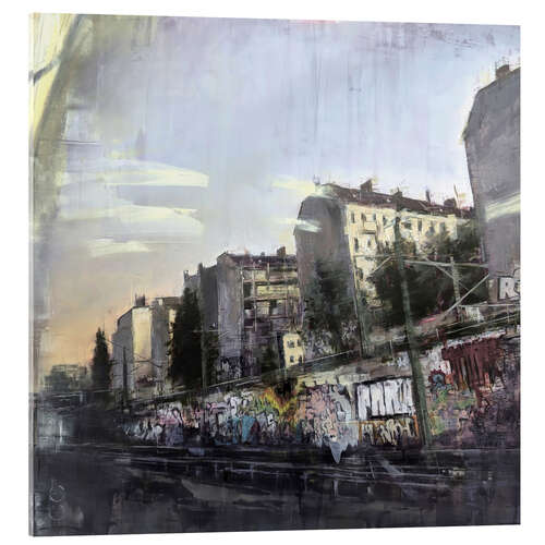 Tableau en verre acrylique Evening S-Bahn ride, Berlin