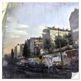 Wandsticker S-Bahn-Fahrt am Abend, Berlin