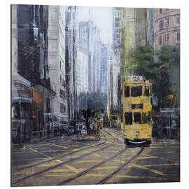 Quadro em alumínio Street scene - Tram on Hong Kong Island