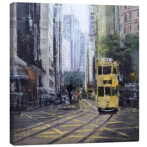 Lærredsbillede Street scene - Tram on Hong Kong Island