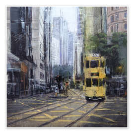 Stampa Street scene - Tram on Hong Kong Island - Eduard Warkentin