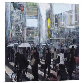 Aluminium print Busy Shibuya crossing in the rain, Tokyo - Eduard Warkentin
