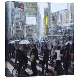 Stampa su tela Busy Shibuya crossing in the rain, Tokyo - Eduard Warkentin