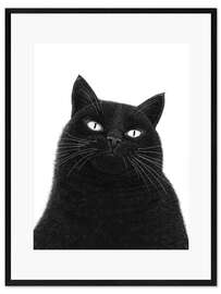 Impression artistique encadrée A serious black cat