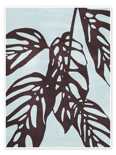 Poster Monstera no. 1, Blue
