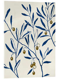 Tableau en verre acrylique Olive Branch - Blue - Adriano Oliveira
