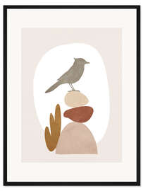 Gerahmter Kunstdruck Süßer kleiner Vogel