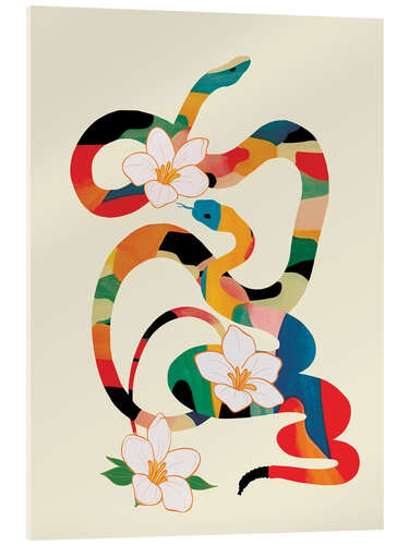 Acrylglasbild Abstrakte Schlangen in den Blumen