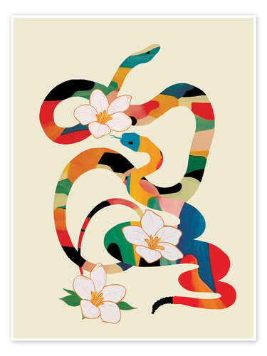Plakat Abstract Snakes in the Flowers