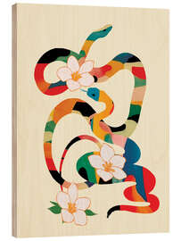 Holzbild Abstrakte Schlangen in den Blumen - Branka Kodžoman