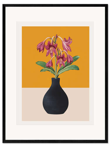 Impression artistique encadrée Flowers in Black Vase