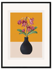 Impression artistique encadrée Flowers in Black Vase