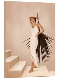 Holzbild Frau mit einem Palmblatt - Branka Kodžoman