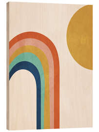 Holzbild Sonne und Regenbogen