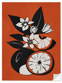 Selvklæbende plakat Minimalist oranges I