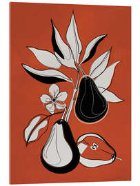 Tableau en verre acrylique Line Art Pears II