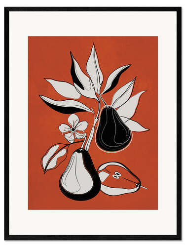 Stampa artistica con cornice Line Art Pears II