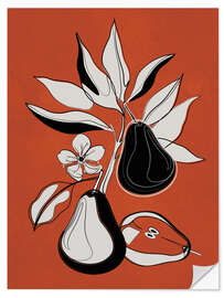 Selvklebende plakat Line Art Pears II