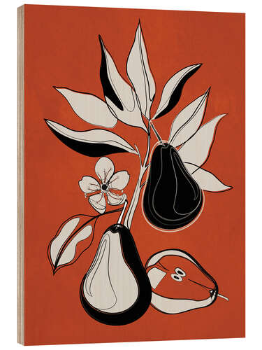 Wood print Line Art Pears II