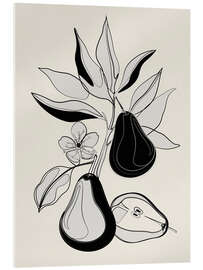 Tableau en verre acrylique Line Art Pears I