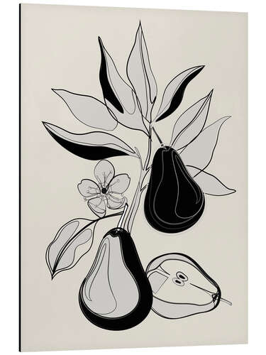 Alubild Line Art Birnen I