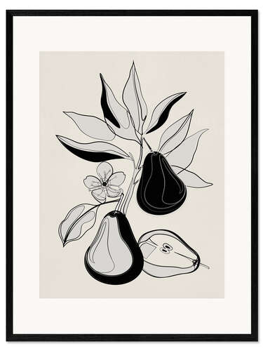 Stampa artistica con cornice Line Art Pears I