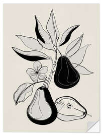 Selvklebende plakat Line Art Pears I