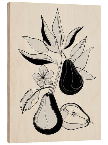 Puutaulu Line Art Pears I