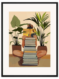 Gerahmter Kunstdruck Buchliebhaberin