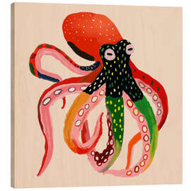 Quadro de madeira Colourful Octopus II