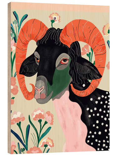 Print på træ Floral Ram
