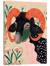 Print på træ Floral Ram