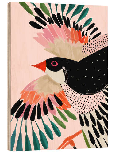 Wood print Colourful Wings