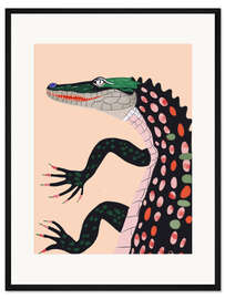 Gerahmter Kunstdruck Frau Krokodil